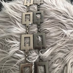 VINTAGE - TWO (2) Silver + Gray GROOVY Metal Belts